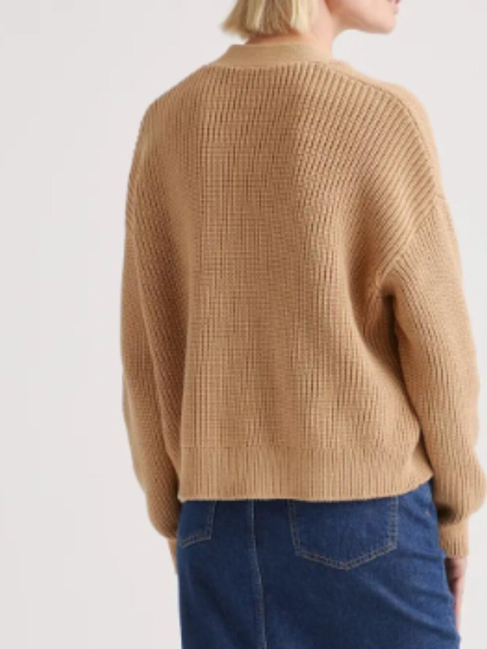Quince 100% Organic Cotton Fisherman Boxy Cropped Cardigan - Size M - Picture 2 of 5